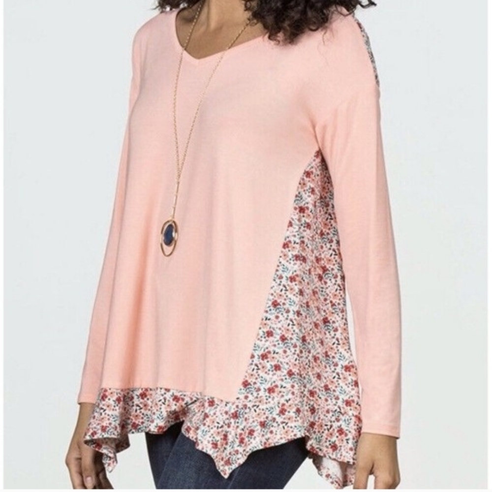nwt Matilda Jane Sing It Out Peach Floral Tunic womens small